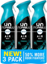Febreze Air Mist – Unstopables Fresh Scent Spray for Cozy Living Room Ambiance, Odor Fighting Room Freshener 8.1oz Pack of 3