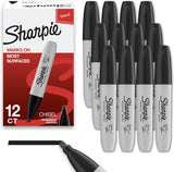 Sharpie Permanent Markers Chisel Tip Black 12 Count – Office Supply for Desk Organization and File Labeling