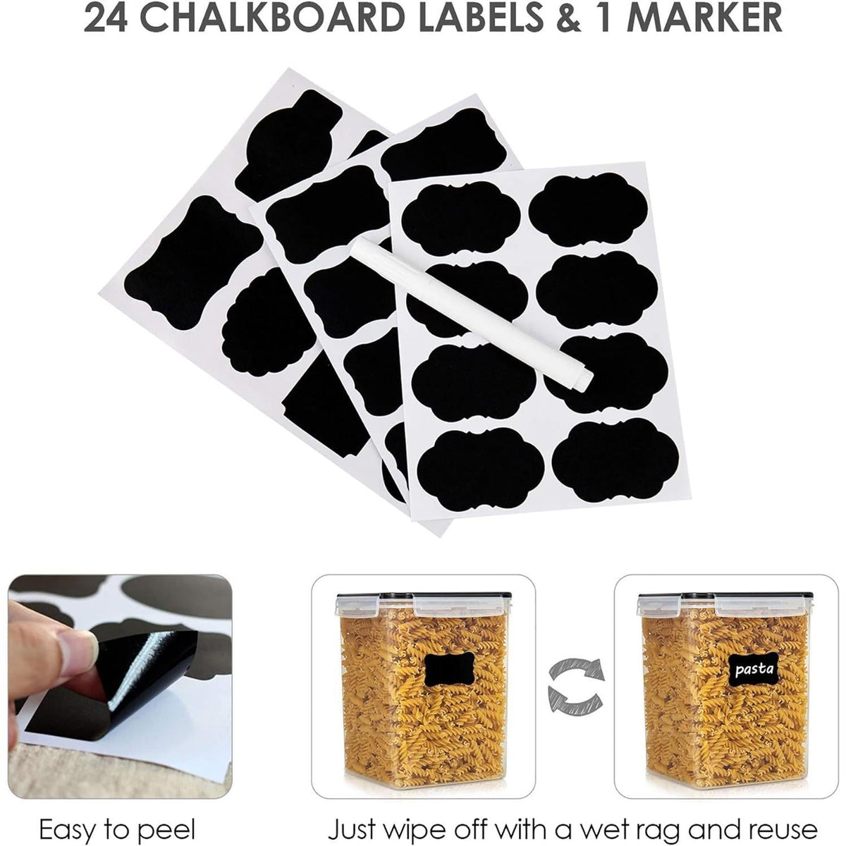Vtopmart 5.2L Airtight Black Flour and Sugar Storage Containers 4-Pack – Sleek Canisters for an Aesthetic, Camera-Ready Pantry