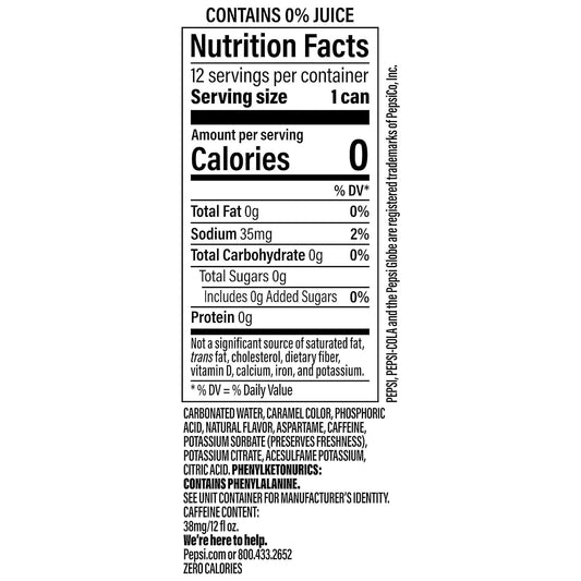 zero calories and zero sugar formulation suitable for restricted diets