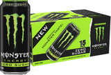 Monster Energy Zero Sugar Green Original 16oz Cans – Late-Night Study Fuel for College Dorm Desks, 15-Pack Bulk