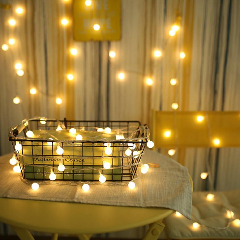ZIMINGU Outdoor Globe String Lights – IP Waterproof Mini LED Fairy Lights for Porch Pergola and Garden Fence, Warm White USB Plug In