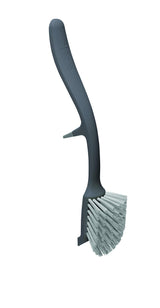 Joseph Joseph Edge Dish Brush with Integrated Sink Rest, Grey – Compact Counter-Saving Cleaner for Minimalist Kitchens