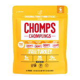 CHOMPS MINI Turkey Jerky Sticks – Clean Protein Snack for Whole30 and Keto Meal Prep, 6-Count Original Turkey