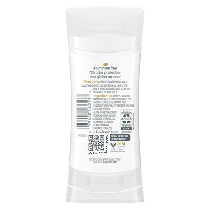 0% alcohol (ethanol) and no baking soda to reduce skin irritation