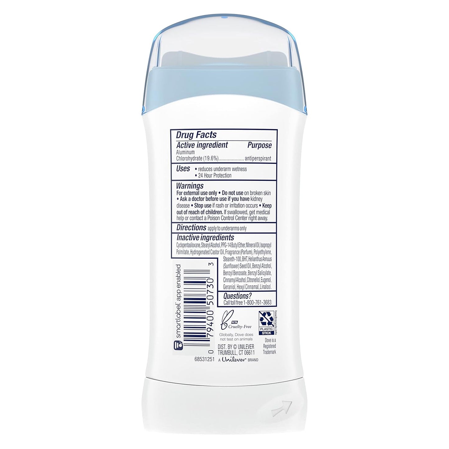 0% alcohol (ethanol) formula gentle on freshly shaved underarm skin