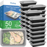Dealusy 50 Pack 24 oz BPA-Free Meal Prep Trays – Neutral Food Storage Set for Intentional Living and Tidy Countertop Aesthetics