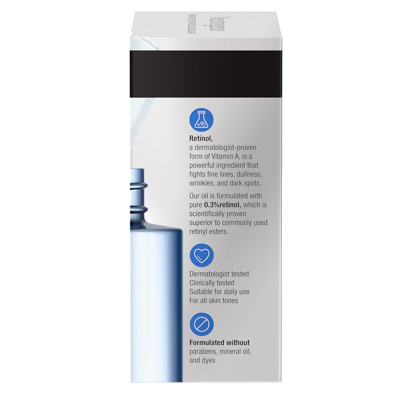 1.0 fl oz concentrated oil serum format with dropper-style application (4-5 drops)