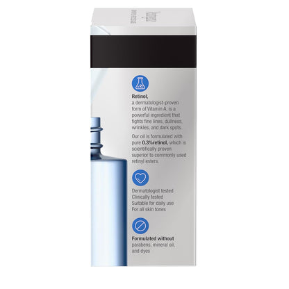 1.0 fl oz concentrated oil serum format with dropper-style application (4-5 drops)