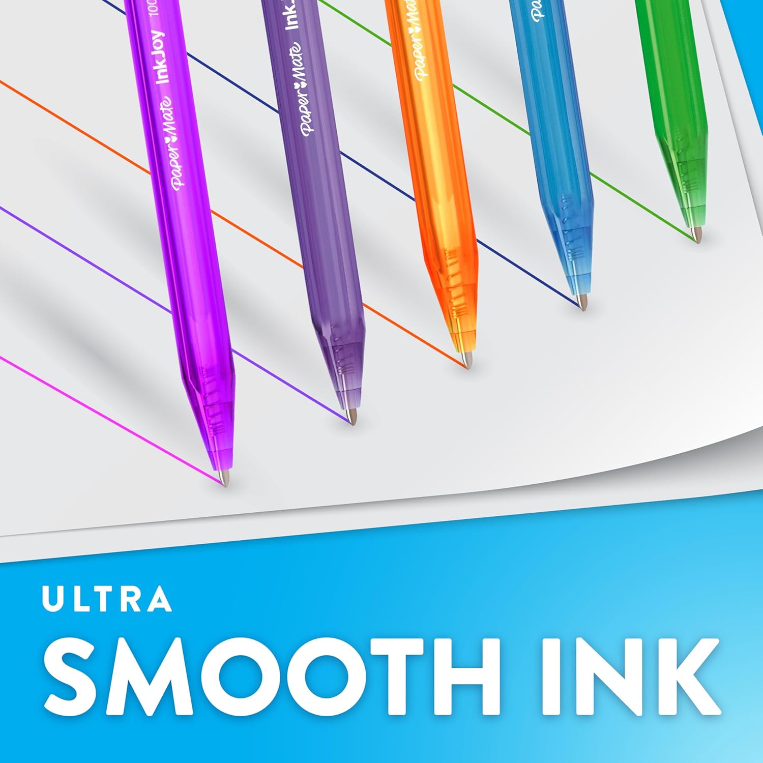 1.0mm medium-point ballpoint tip producing clean, consistent lines