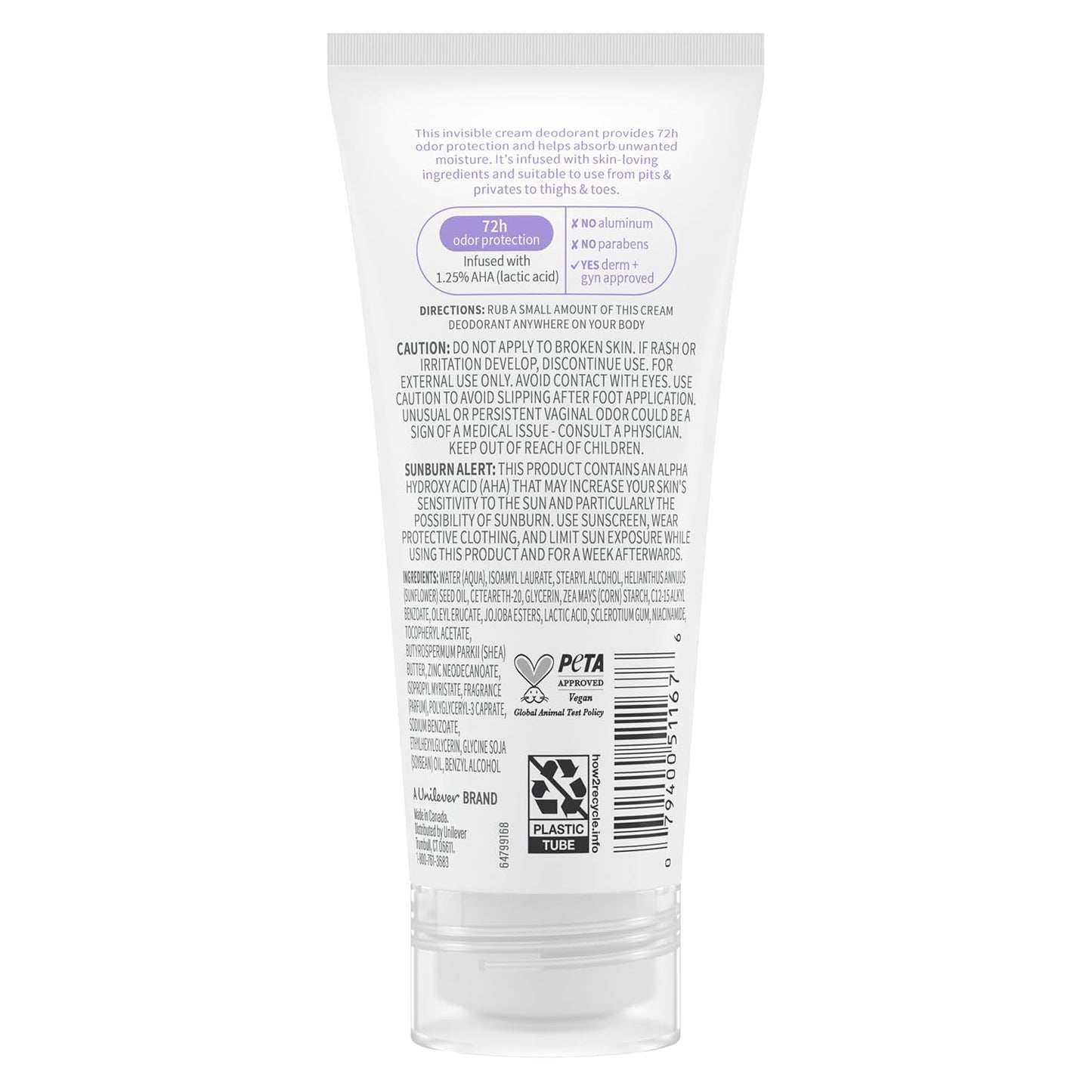 1.25% lactic acid (aha) infusion that balances skin ph and hydrates while controlling odor