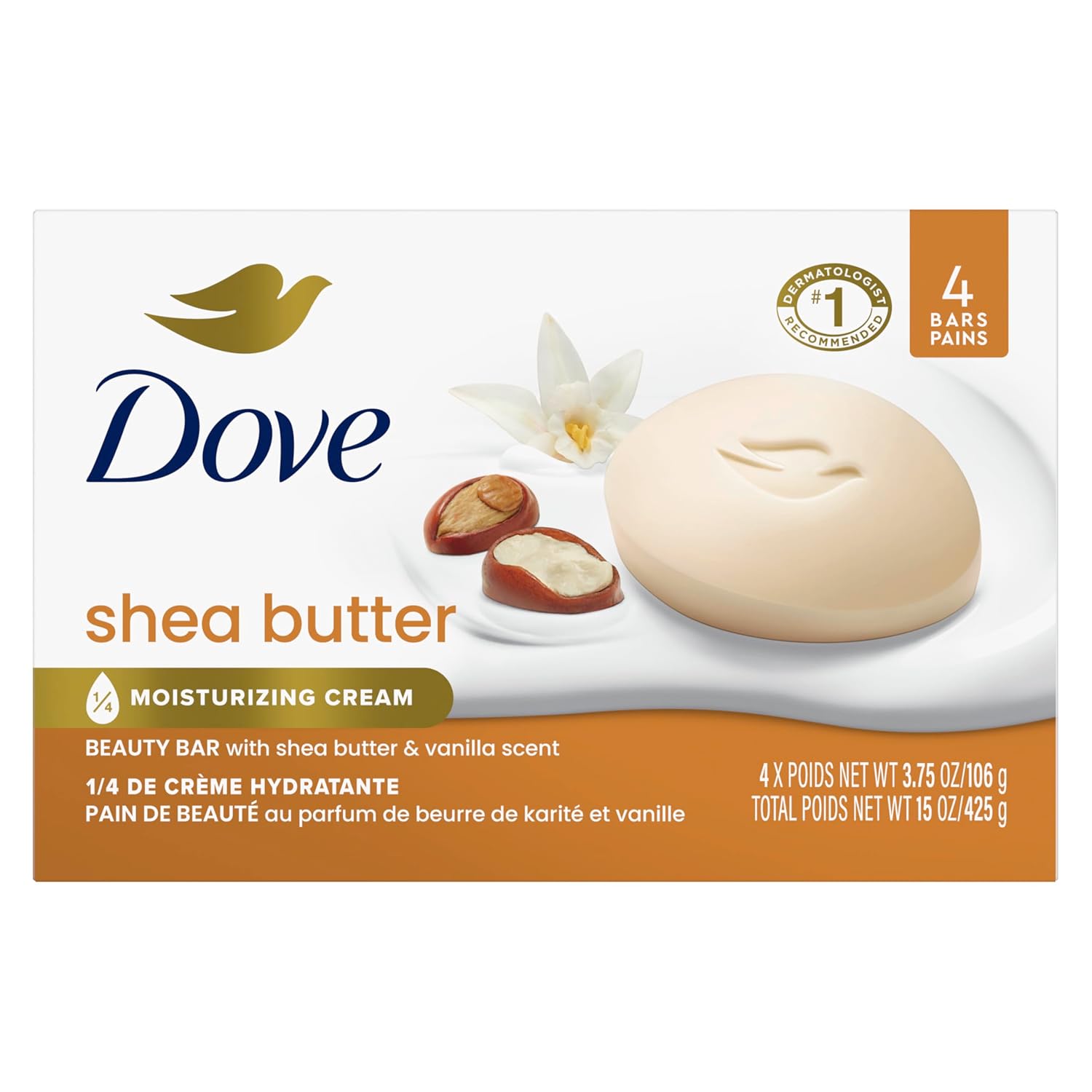 1/4 moisturizing cream blended with shea butter and warm vanilla scent
