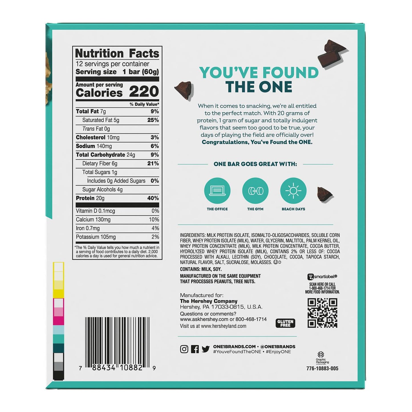 1 gram of sugar per bar