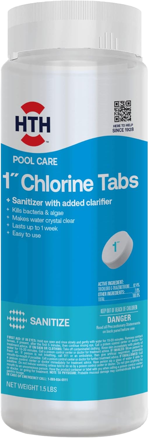 1-inch slow-dissolving chlorine tablet format