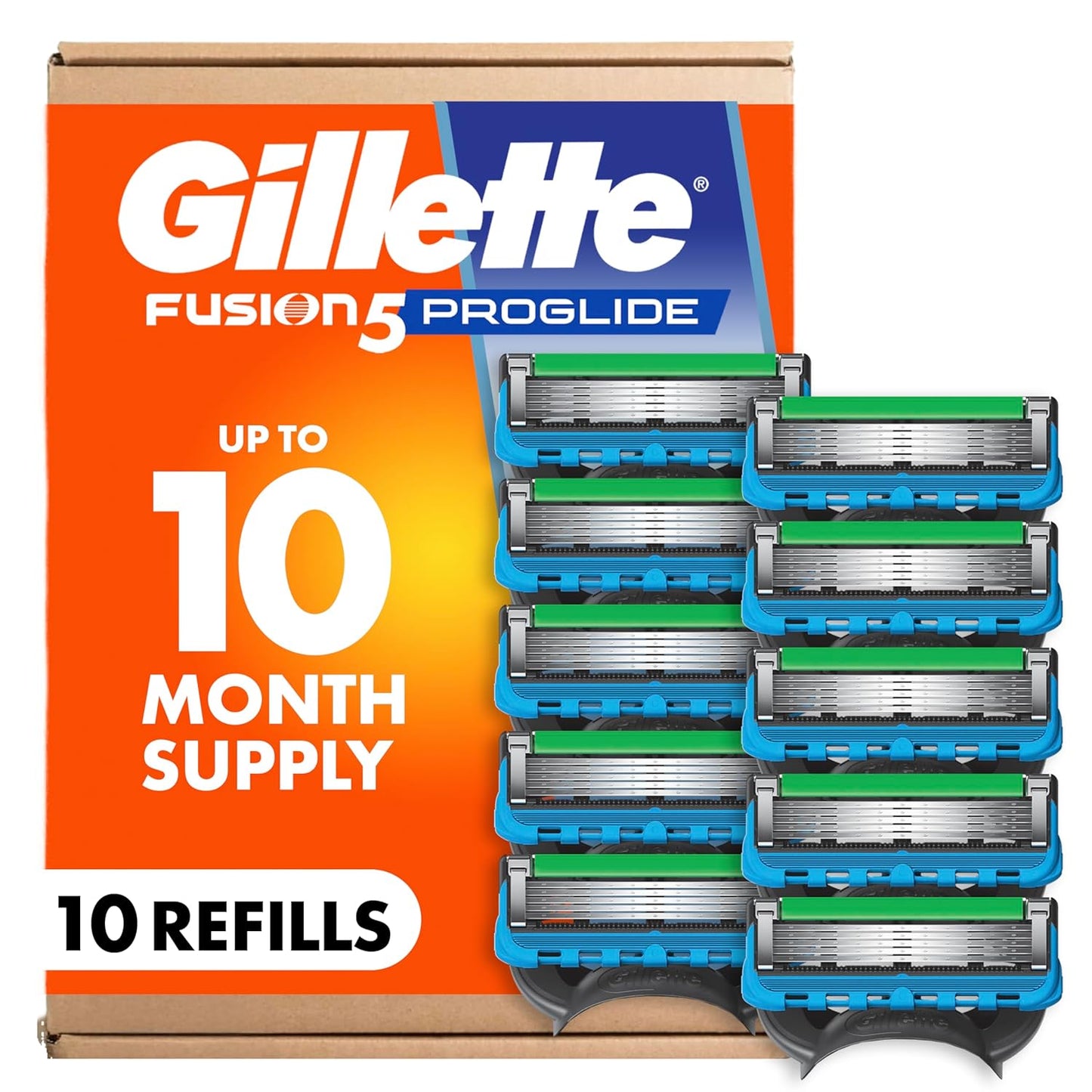 10-count pack of 5-blade fusion5 proglide razor blade refills