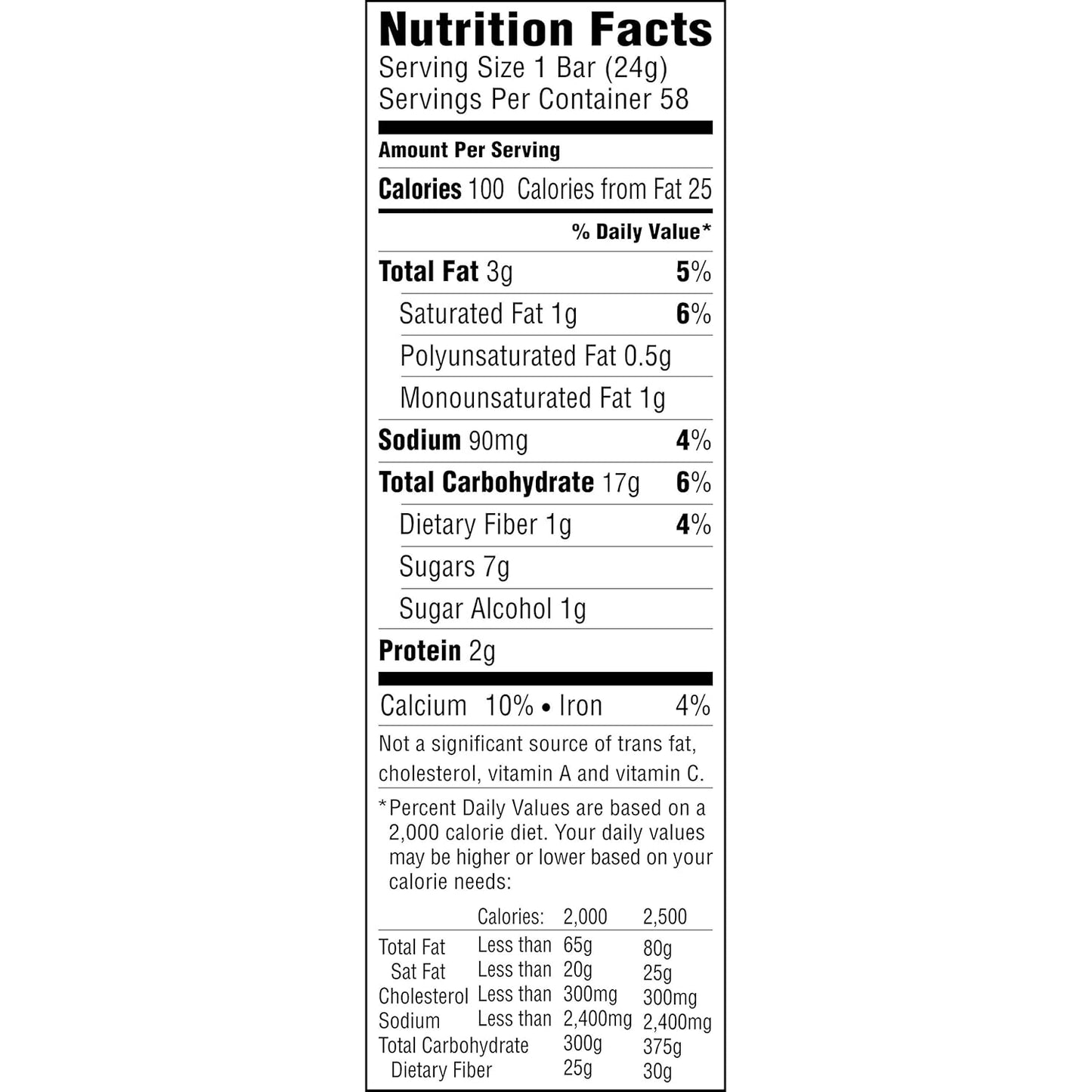 100 calories per bar for built-in portion control
