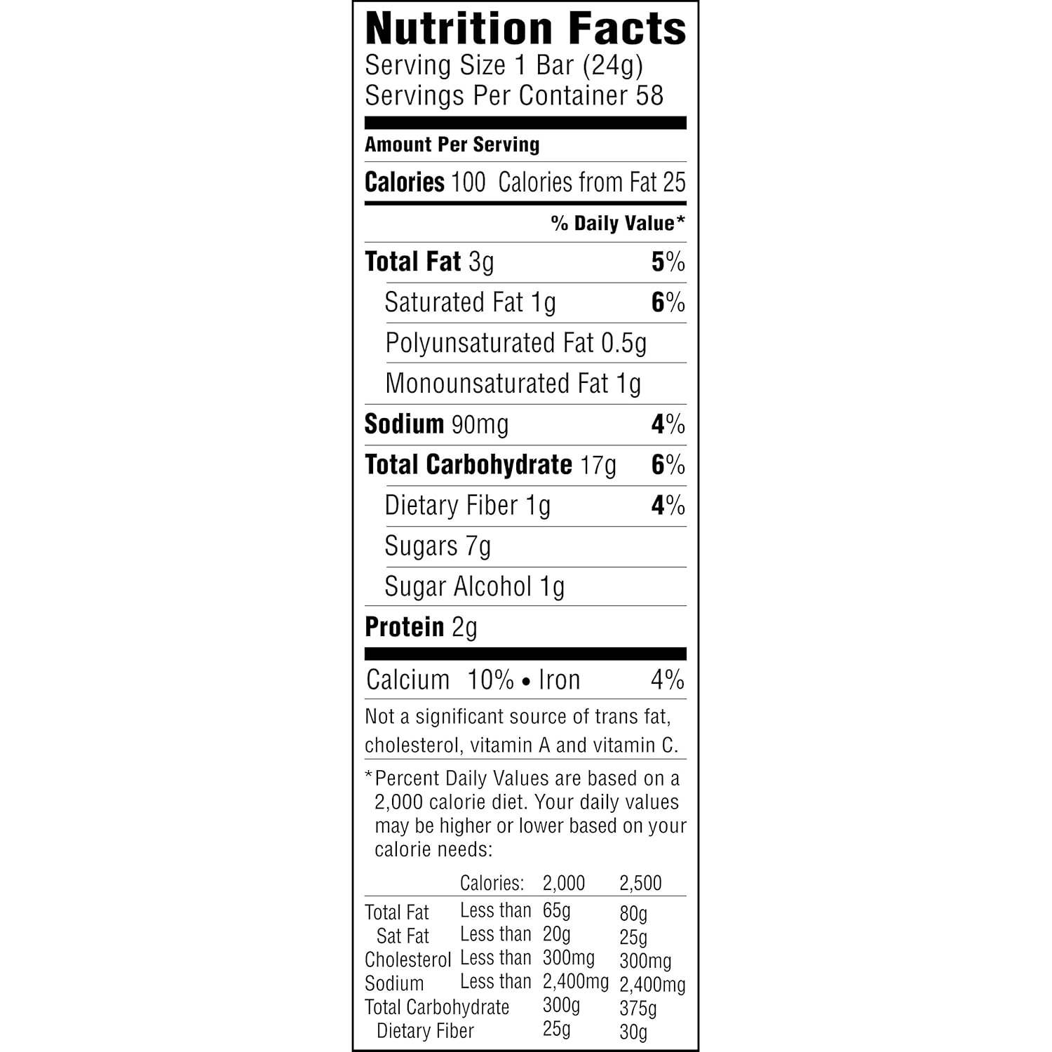 100 calories per bar for built-in portion control