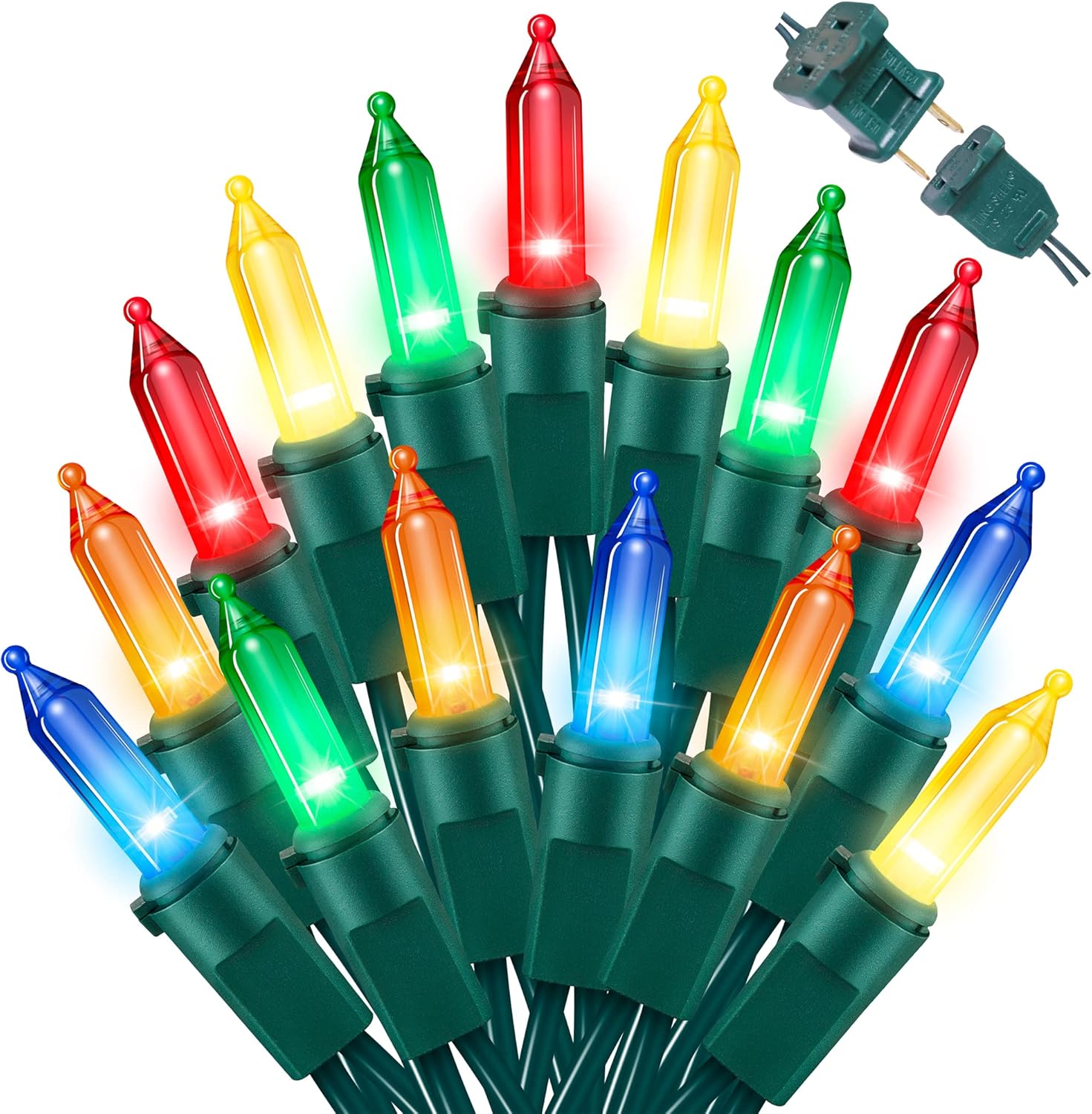 100 led bulbs on 21.6ft string with 2.48-inch bulb spacing