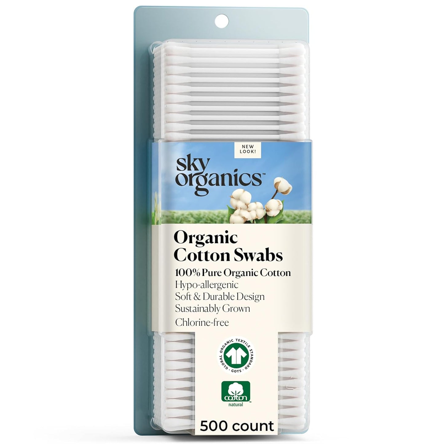 100% organically-farmed, chlorine-free cotton fiber