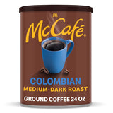 McCafe Colombian Medium-Dark Roast Ground Coffee 24 oz Canister for Home Office Focus and Morning Workday Brewing