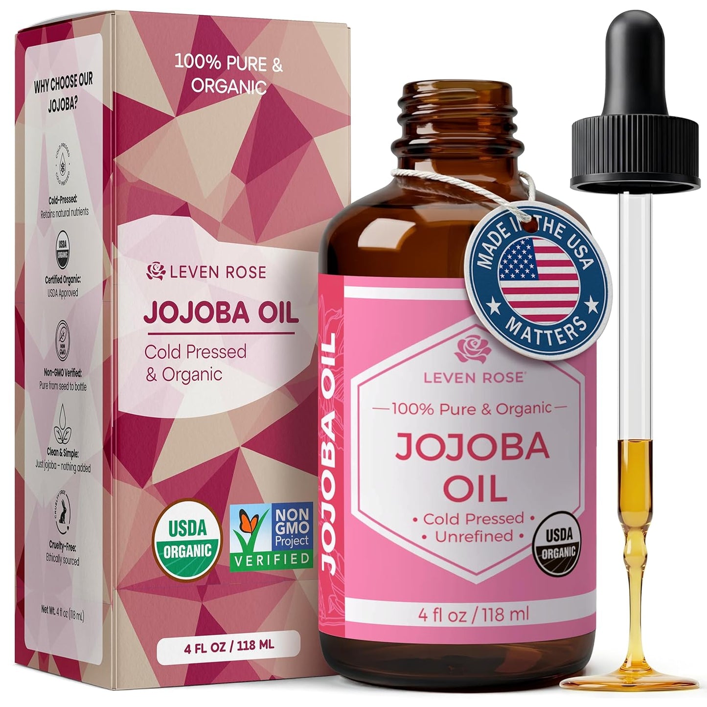 100% pure organic jojoba oil, cold-pressed and unrefined
