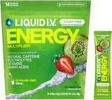 Liquid I.V.® Hydration Multiplier Sugar-Free + Energy for Clean-Eating Wellness Routines, Strawberry Kiwi Electrolyte Powder for Daily Self-Care Rituals