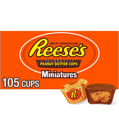 105 individually wrapped 0.31 oz miniature peanut butter cups per box