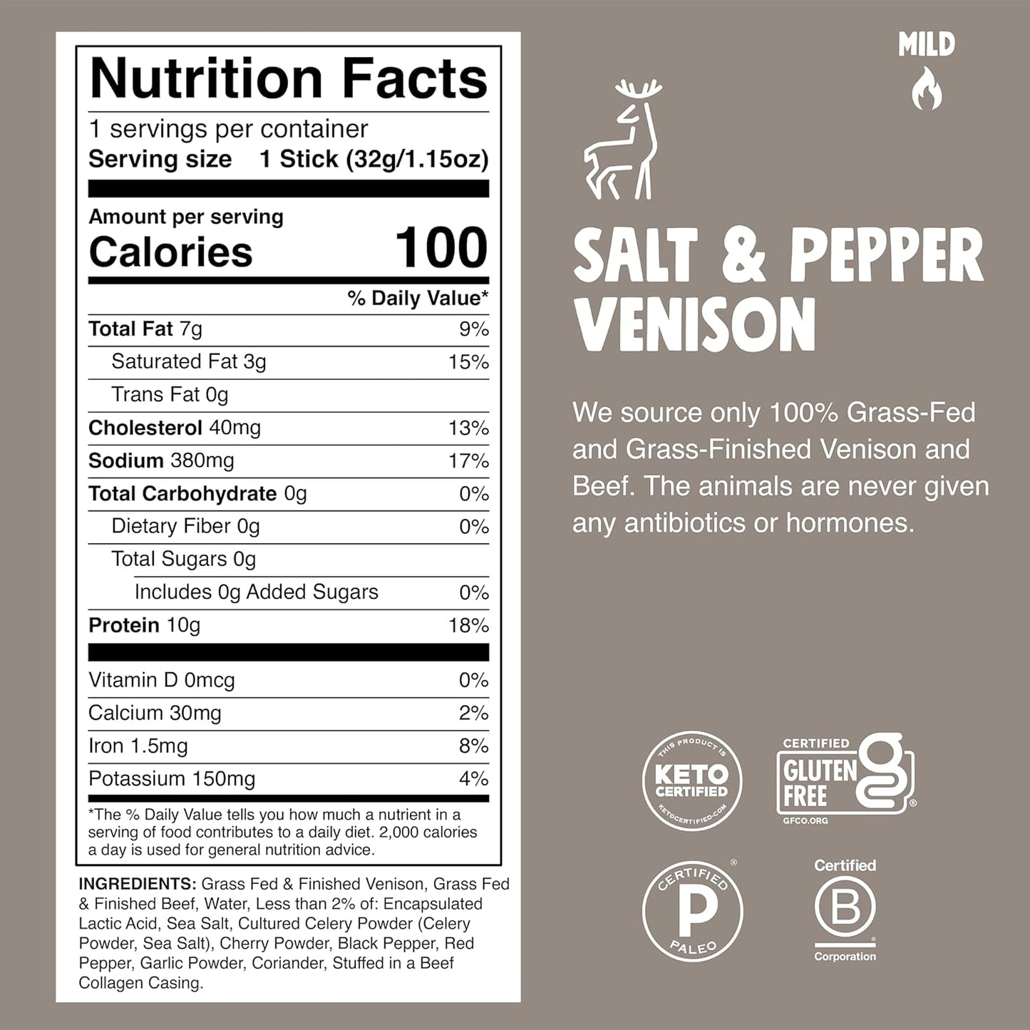 10g protein, 0g sugar, 100 calories per stick