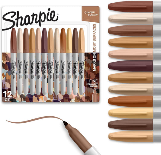 12 assorted skin tone shades spanning a range of browns