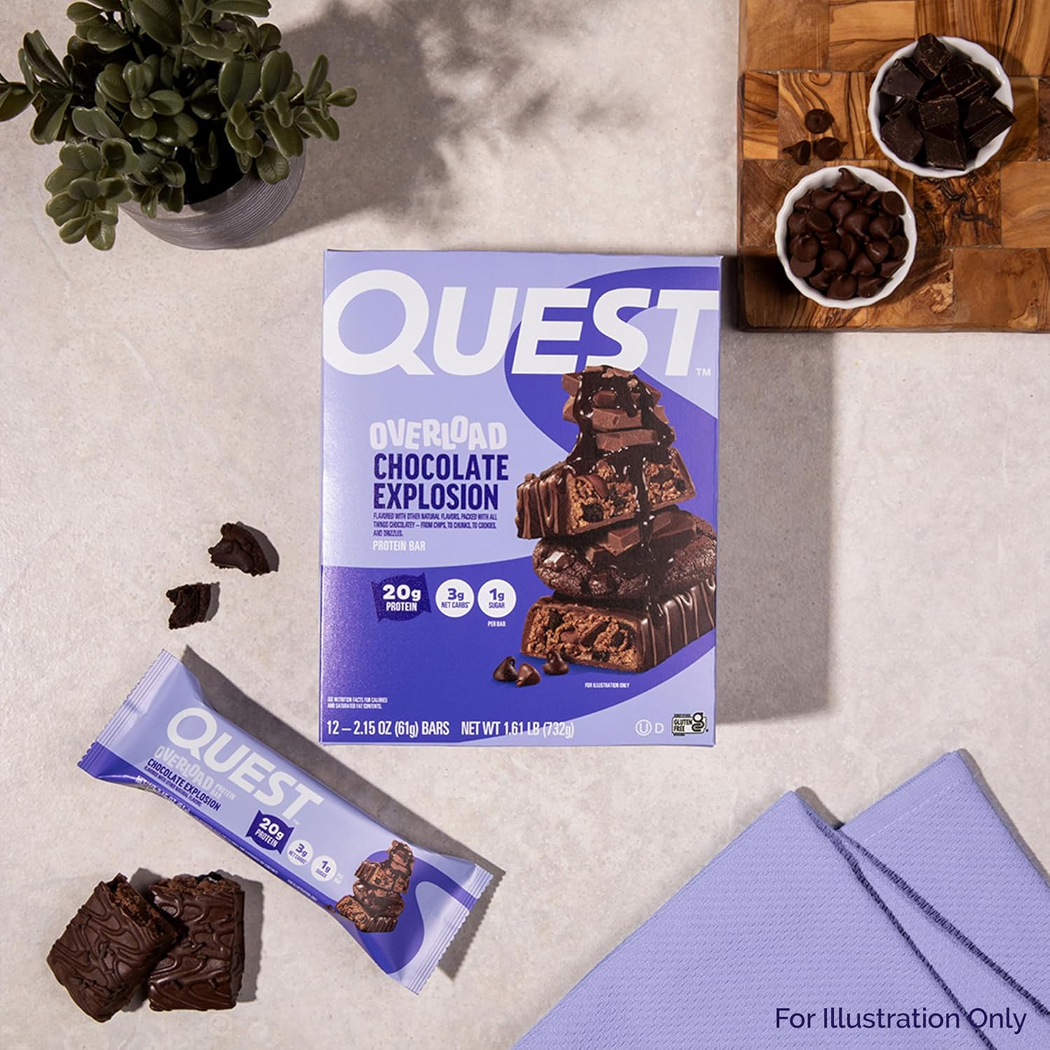 12-count carton of individually wrapped 2.15oz bars for grab-and-go use