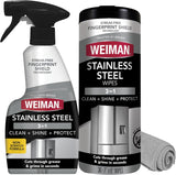 Weiman Stainless Steel Cleaner & Polish Kit – Modern Kitchen Decor Essential, Fingerprint-Free Finish for Premium Refrigerators and Hoods
