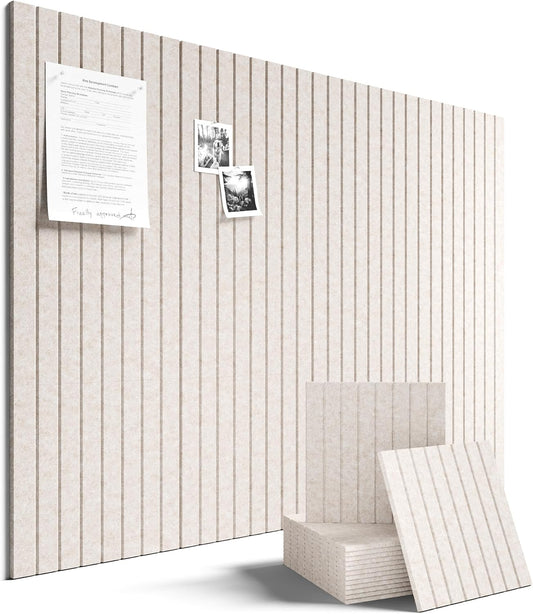 12-pack of 11.8" x 11.8" modular felt tiles (also available in 6-pack) configurable into 48" x 36" or custom layouts