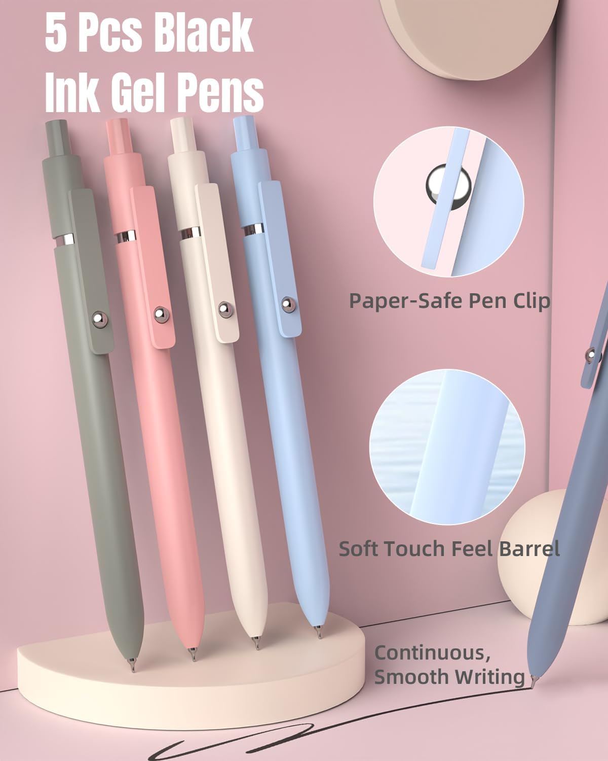 12 pastel highlighters with chisel tips for fine-to-bold strokes and low-bleed ink