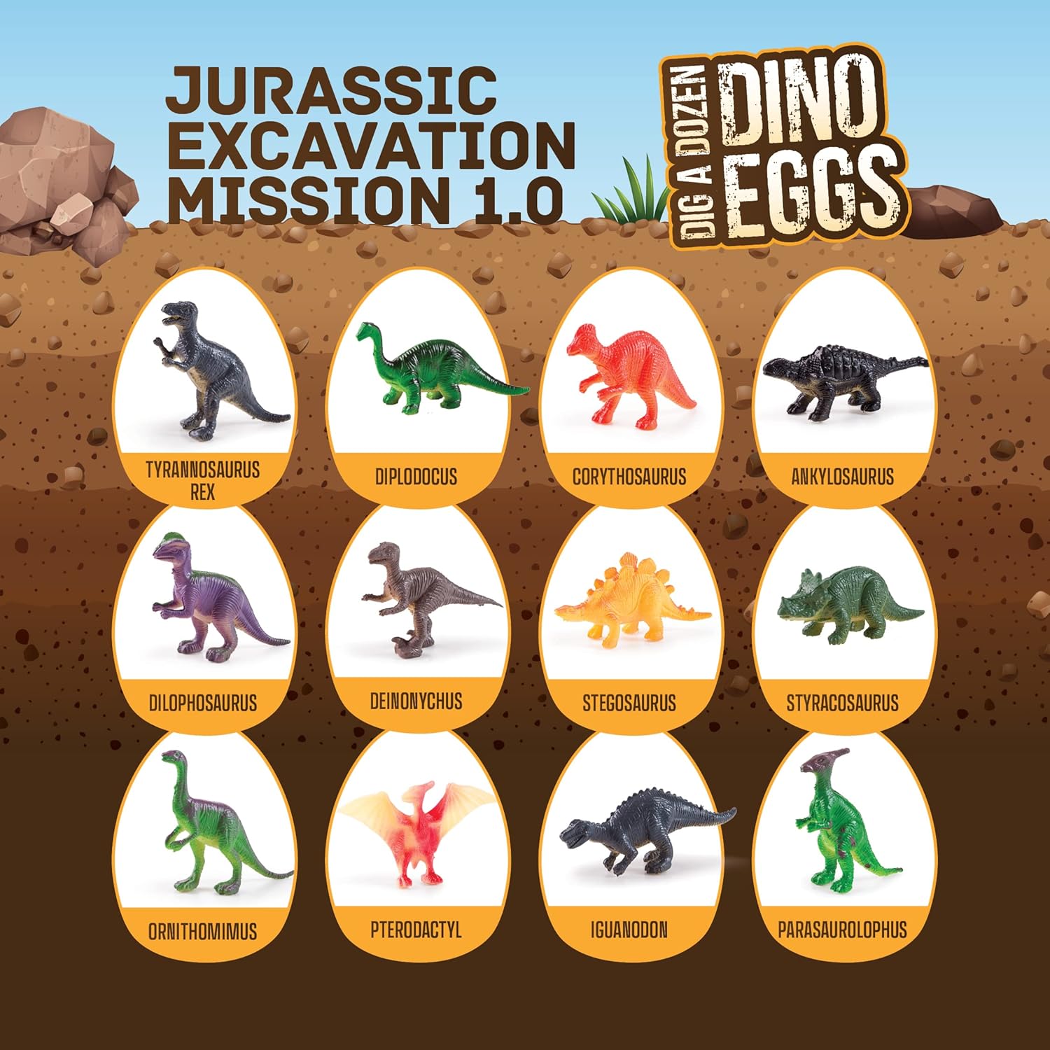 12 step-by-step instruction guides so multiple kids can dig simultaneously