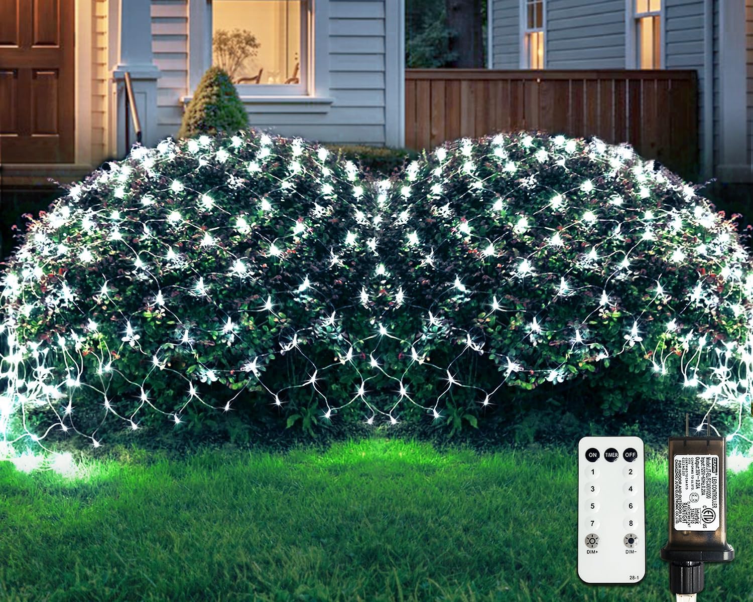 12ft x 5ft net mesh with 360 leds and clear wire for nearly invisible installation