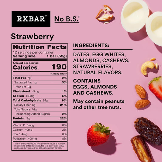 12g protein per bar (22% daily value) from real egg whites