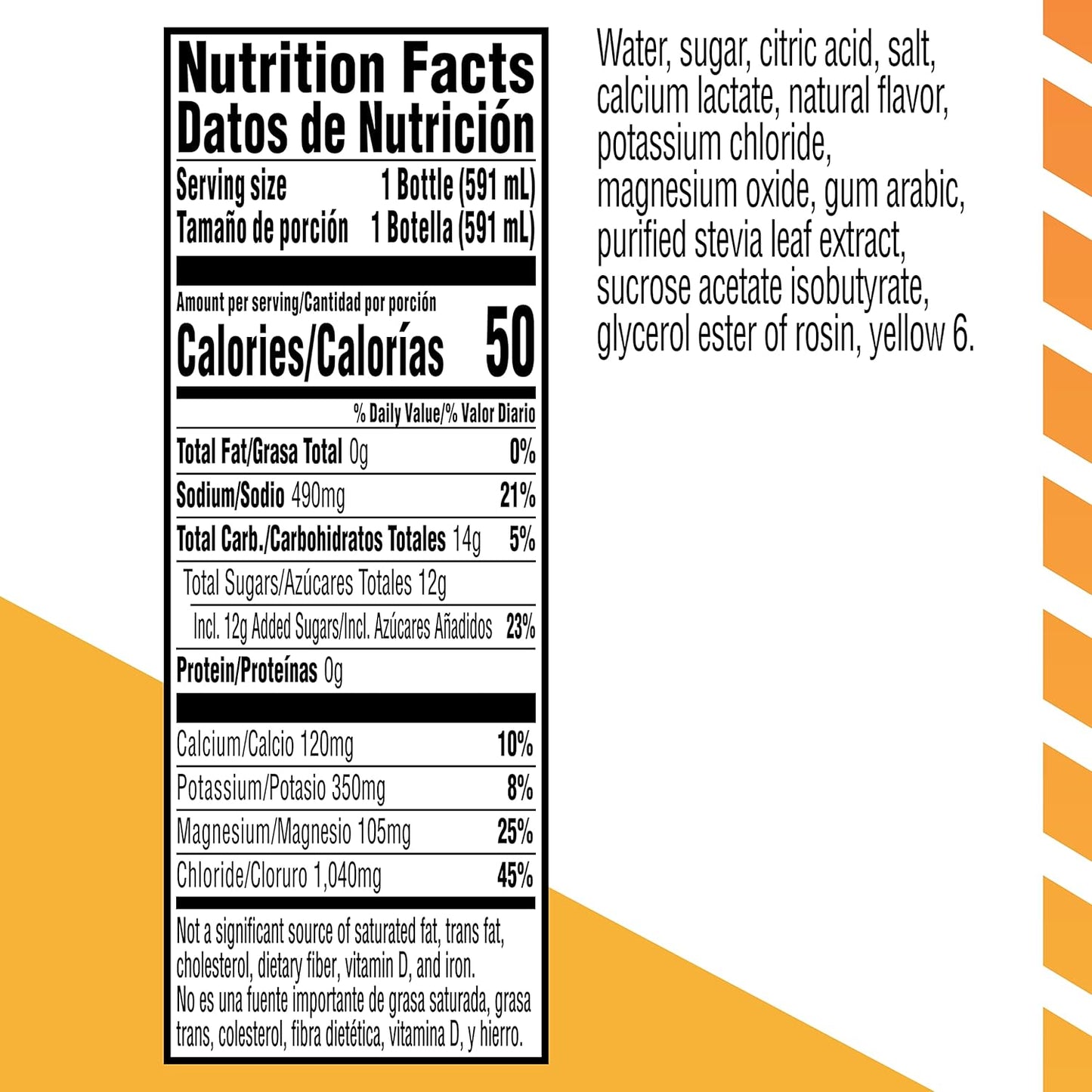 12g total sugars per 20oz serving (60% lower than leading competitor)