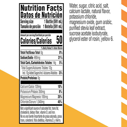 12g total sugars per 20oz serving (60% lower than leading competitor)