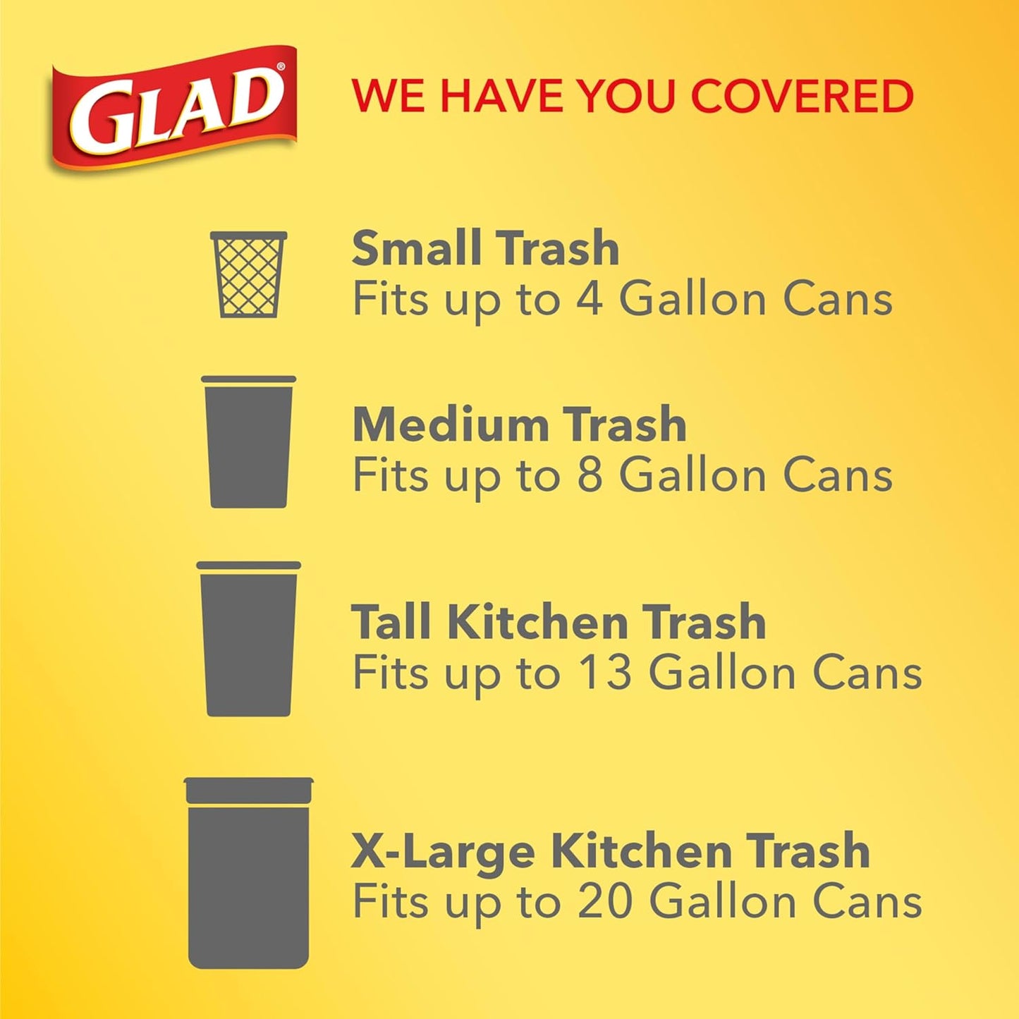 13-gallon capacity sized at 1 ft 11 3/4 in x 2 ft 4 in to fit standard kitchen cans