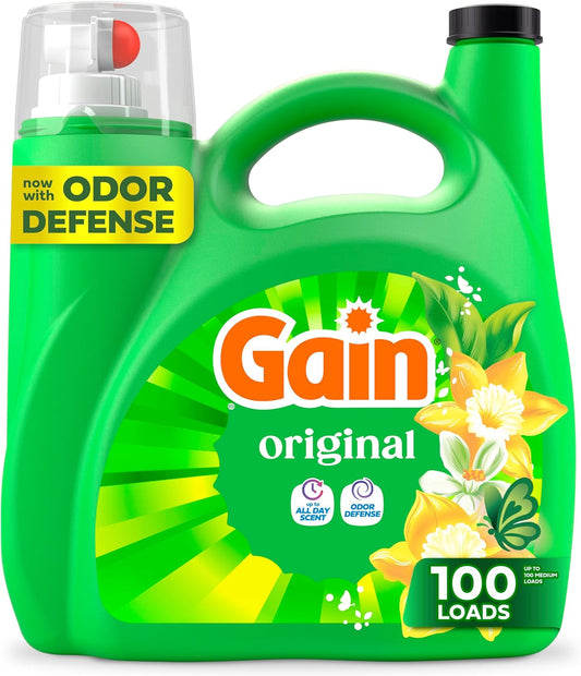 132 fl oz high-efficiency liquid detergent jug rated for 100 medium loads