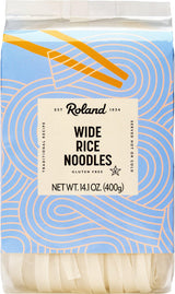 Roland Foods Wide Rice Noodles – Gentle on Sensitive Stomachs, 100% Rice Flour Noodle for Restorative Pho and Healing Soups