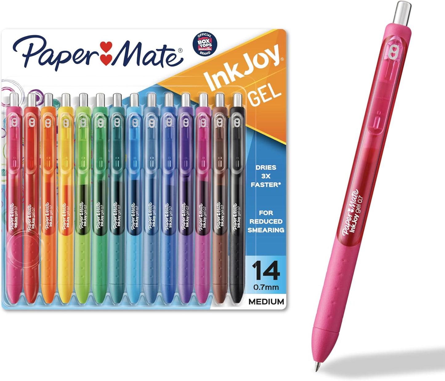 14-count pack of medium point (0.7mm) gel pens in assorted vibrant colors