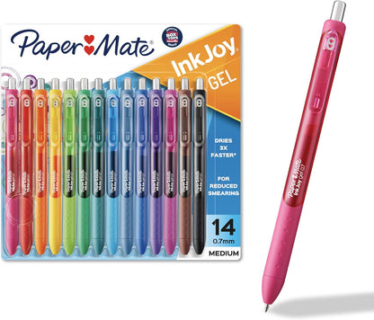 14-count pack of medium point (0.7mm) gel pens in assorted vibrant colors