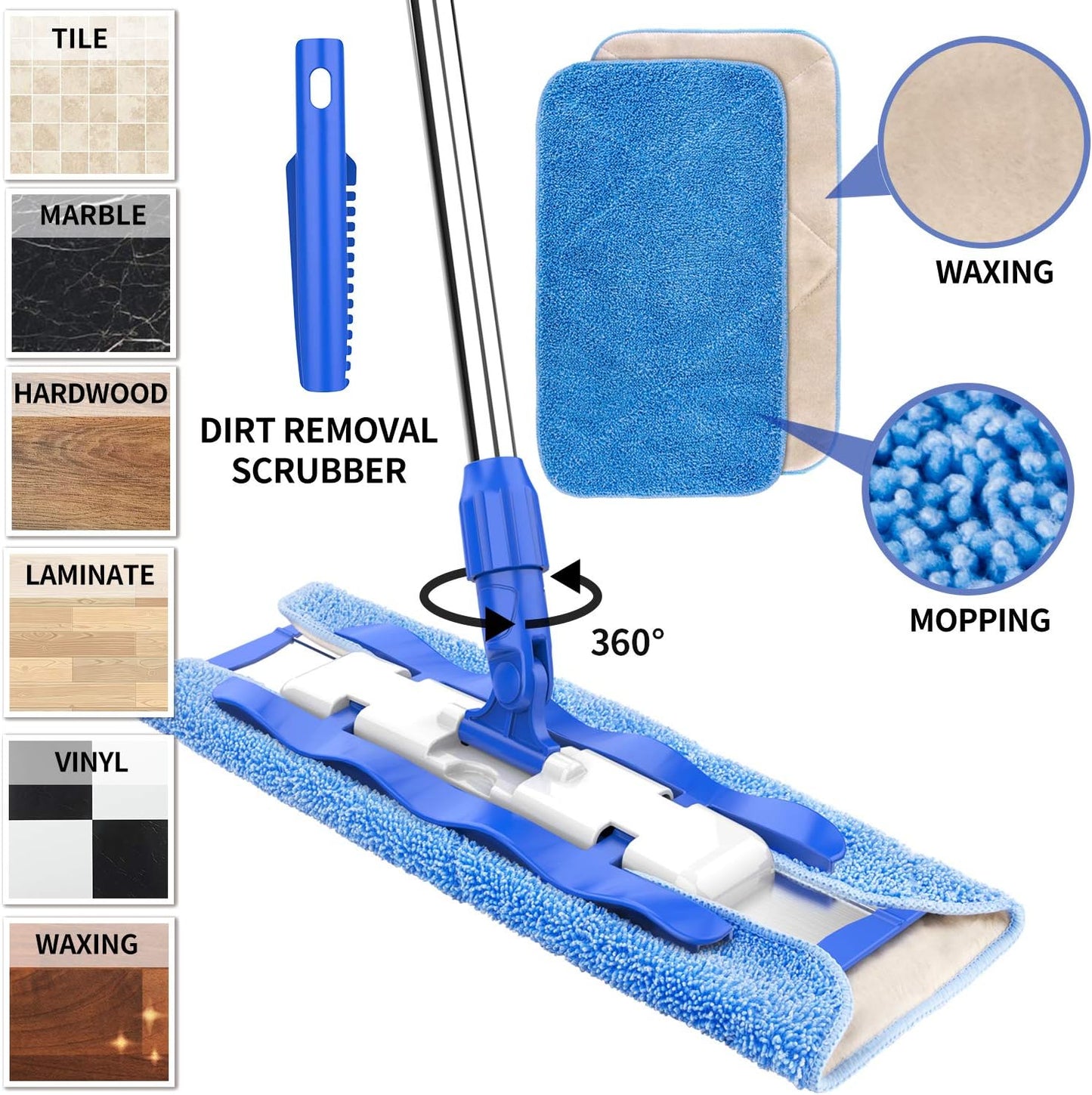 15" x 5" wide microfiber pad with improved clip-on attachment