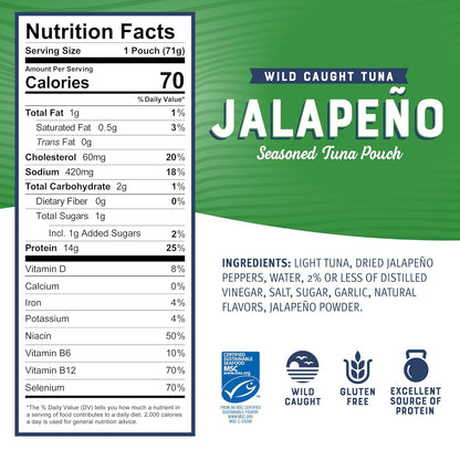 15g protein and 90 calories per 2.5 oz single-serve pouch
