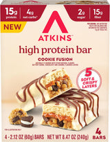 Atkins High Protein Bars – Mindful Snack for Wellness Routines, Cookie Fusion Low-Carb Treat