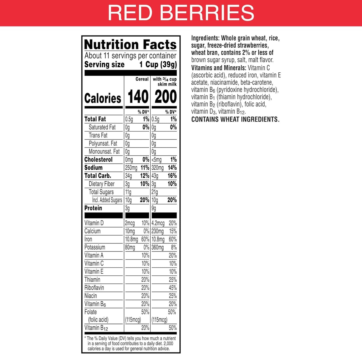 15g whole grain per serving from whole grain wheat and rice flakes