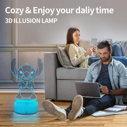 16 Color 3D Optical Illusion Lamp – Aesthetic Ambient Light for Teen Bedroom Office and Home Display