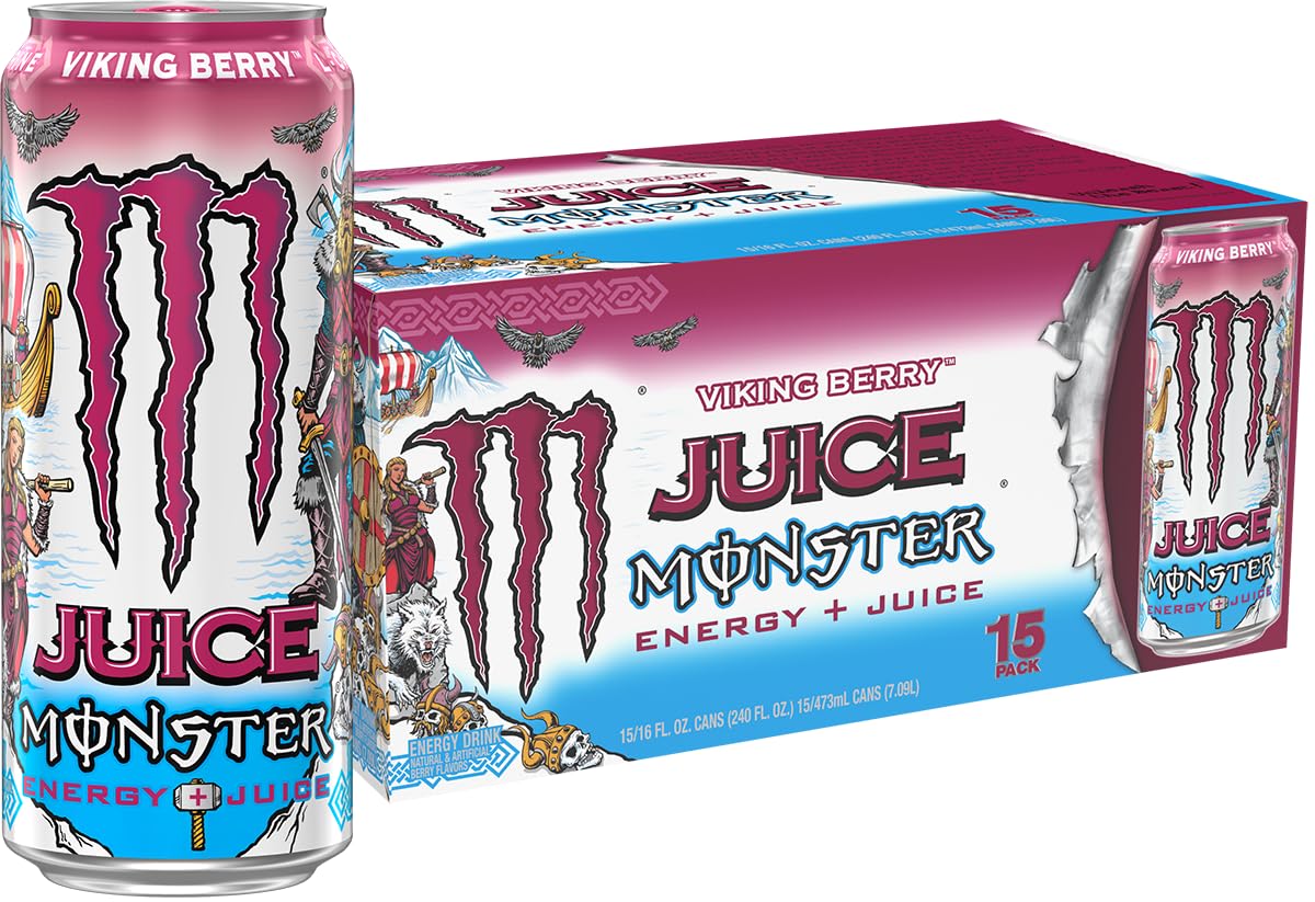 16 fl oz carbonated can with monster's signature energy blend (caffeine, taurine, b-vitamins)