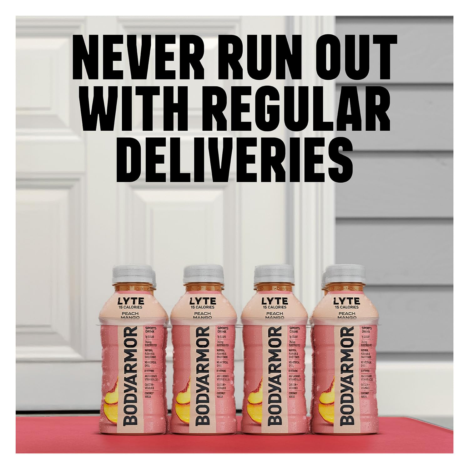 16 fl oz single-serve bottles available in pack-of-12 or pack-of-24 bulk formats